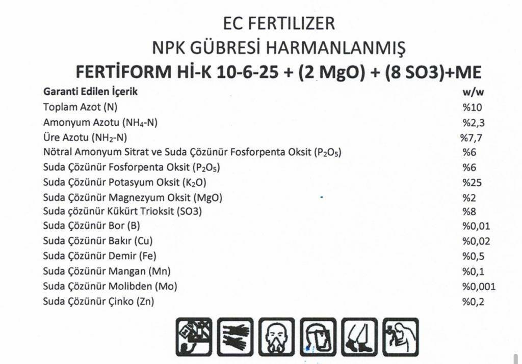 Fertiform Hİ-K 10-6-25 Çim Bakım Gübresi