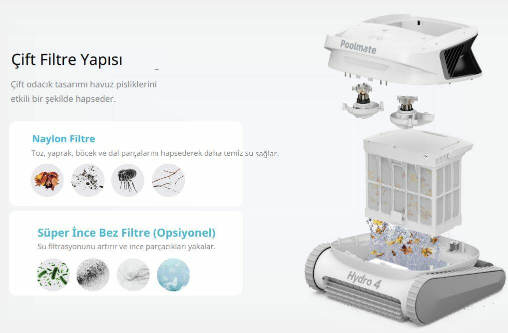 poolmate hydro4 cift filtreleme