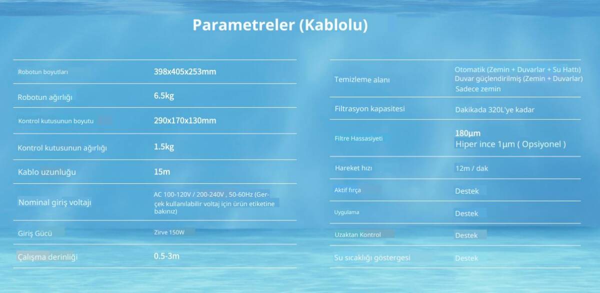 poolmate hydro4 urun parametreleri