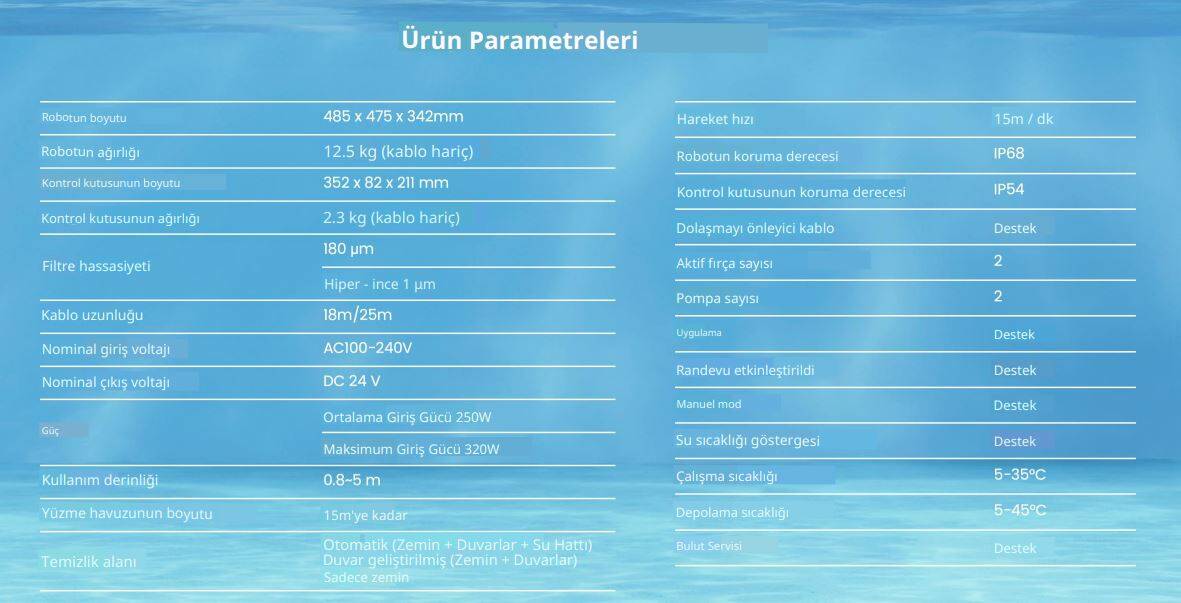 poolmate hydro6 urun parametreleri