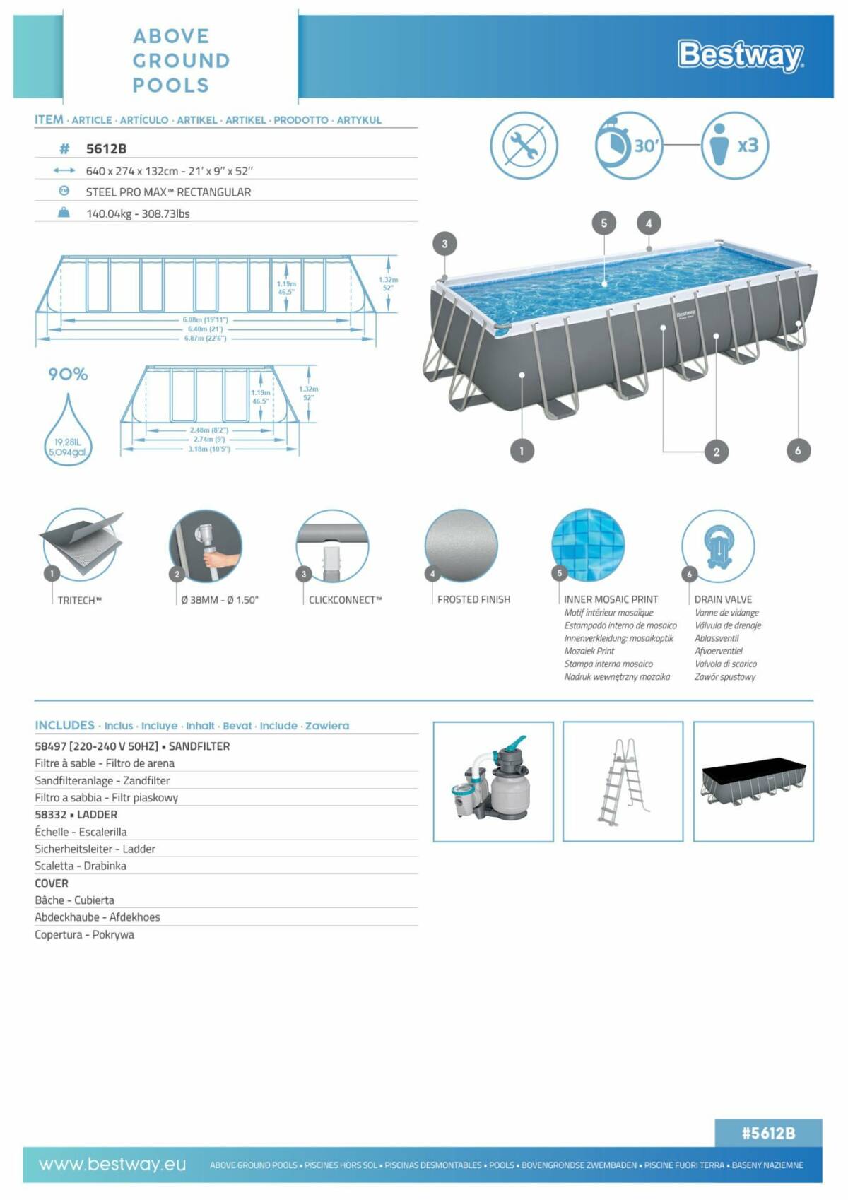 Bestway® 5612B Steel Pro MAX™ 640*274*132 cm 3