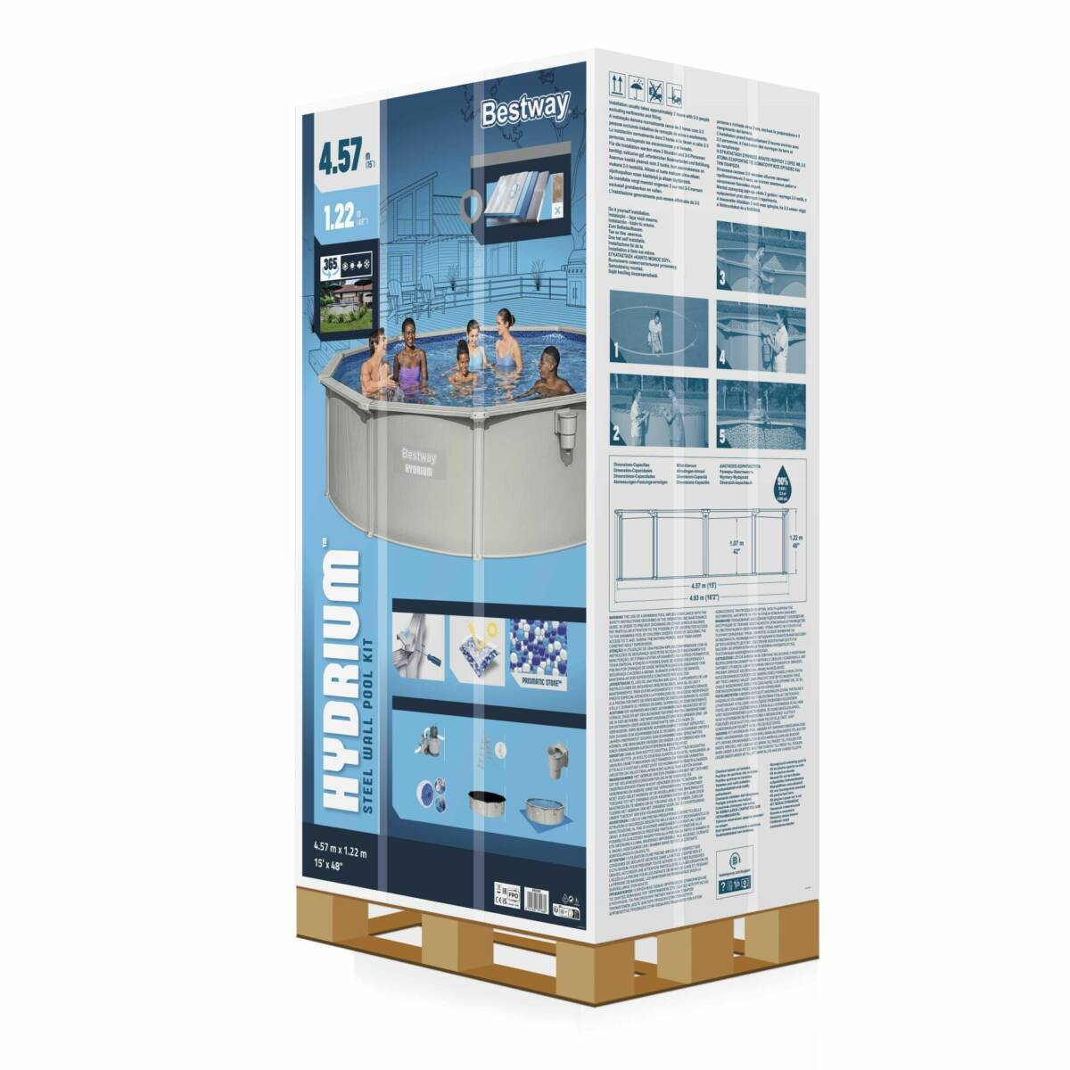 Bestway® 56384 Hydrium™ Çelik Duvarlı Prefabrik Yer Üstü Havuz Seti 4,57 m x 1,22 m 3