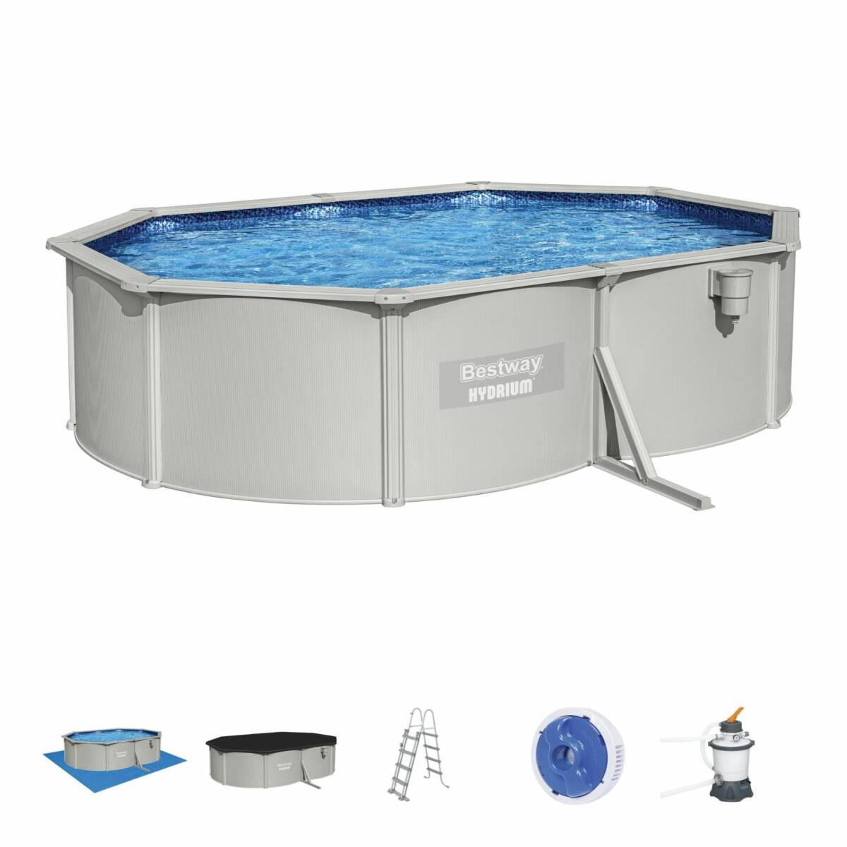 Bestway® 56586 Hydrium™ Çelik Duvarlı Prefabrik Yer Üstü Havuz Seti 5,00 m x 3,66 m x 1,22 m