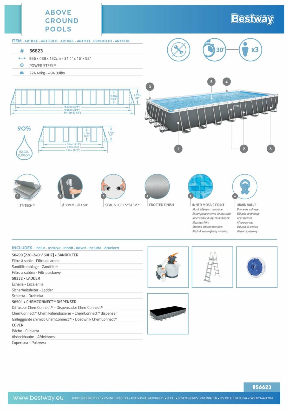 Bestway® 56623 Power Steel™ 956*488*132 cm 3