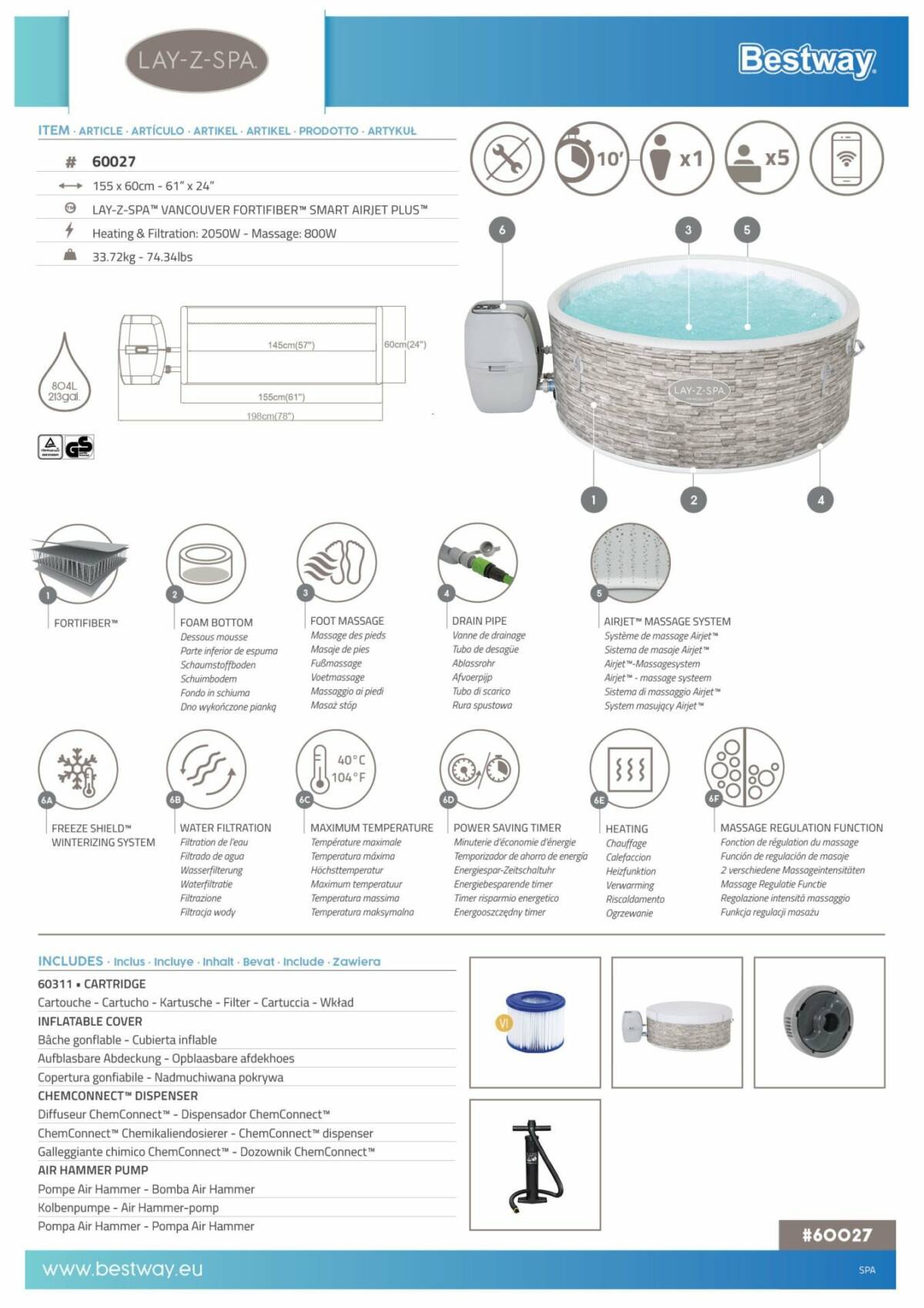Lay-Z-Spa® Vancouver AirJet Plus™ 3