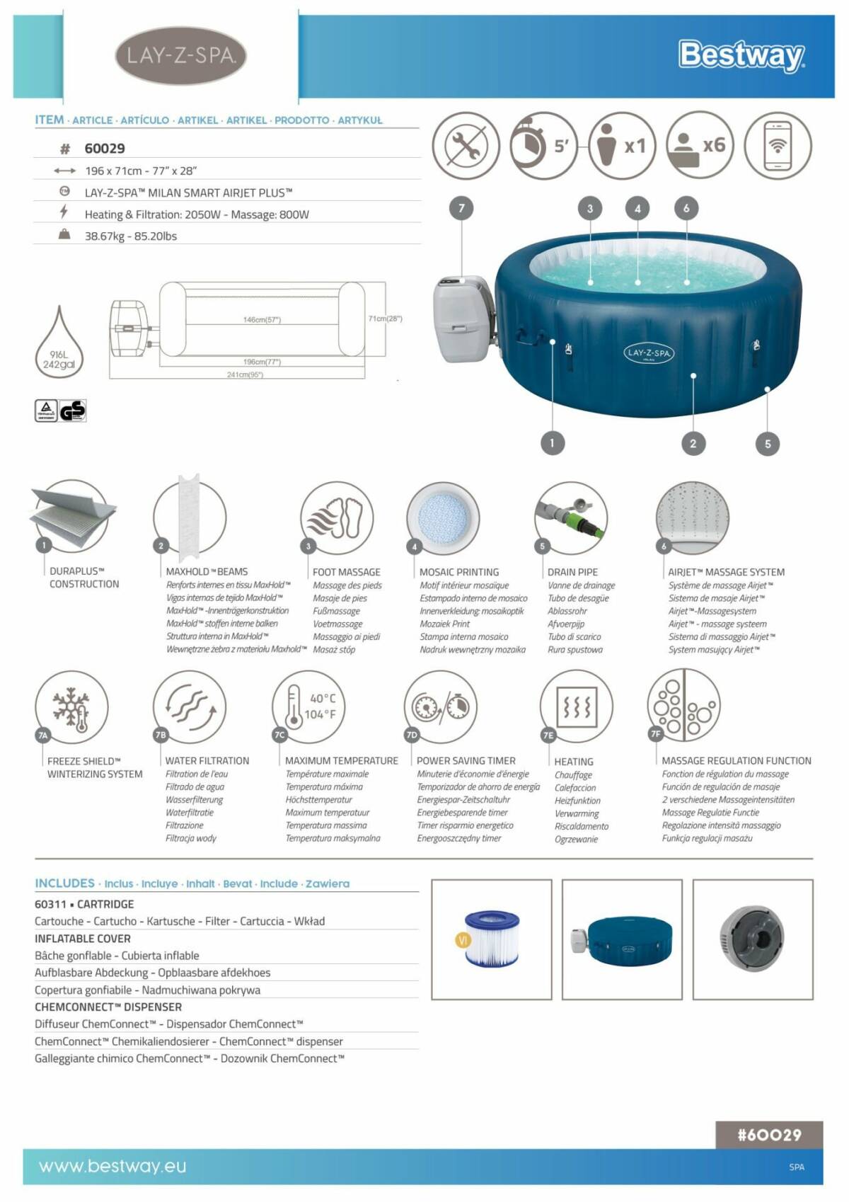Lay-Z-Spa® Milan Smart AirJet Plus™ 3