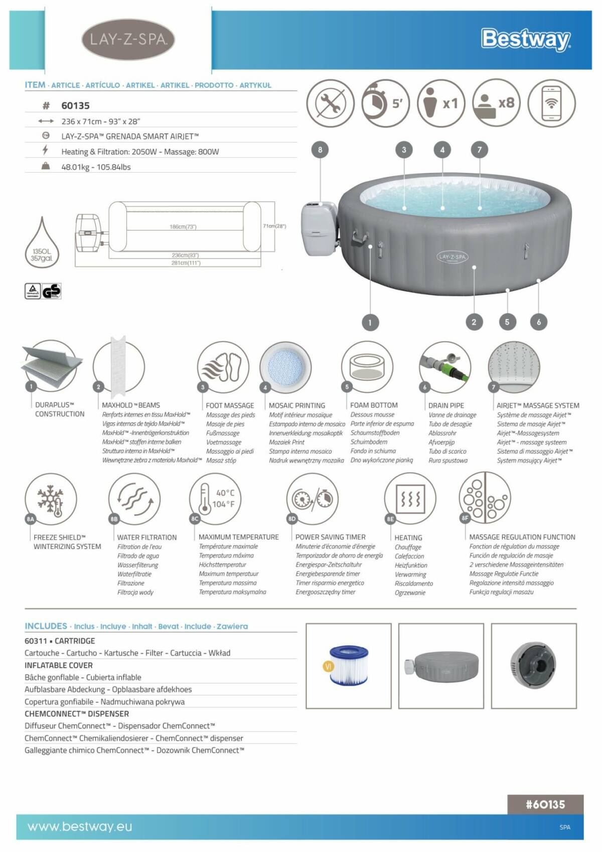 Lay-Z-Spa® Grenada Smart AirJet™ 3