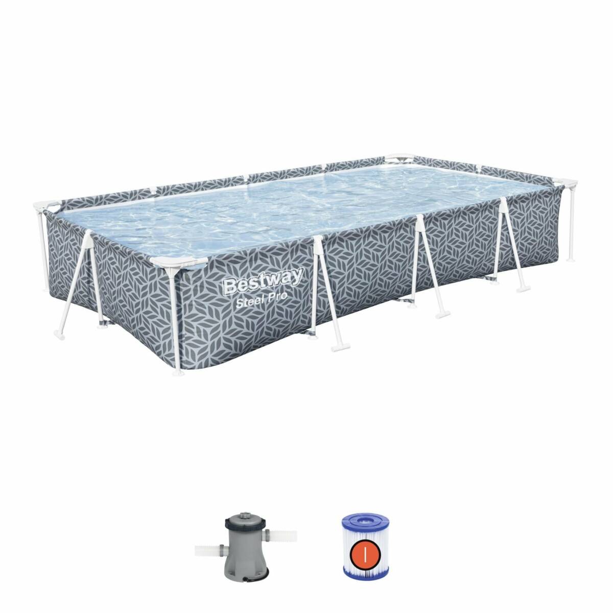 Steel Pro®   12′ x 6’7” x 26”/3.66m x 2.01m x 66cm Pool Set