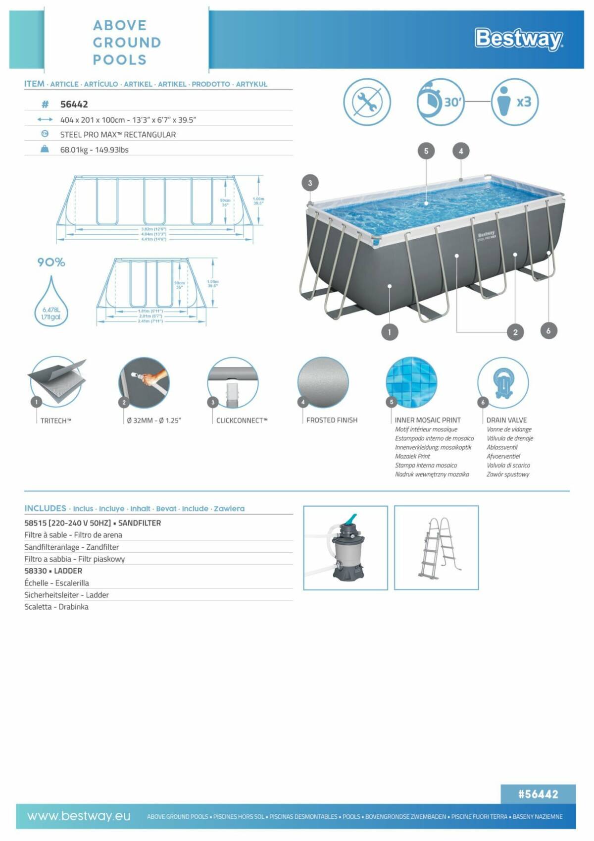 Bestway® 56442 Steel Pro MAX™ 404*201*100 cm 3