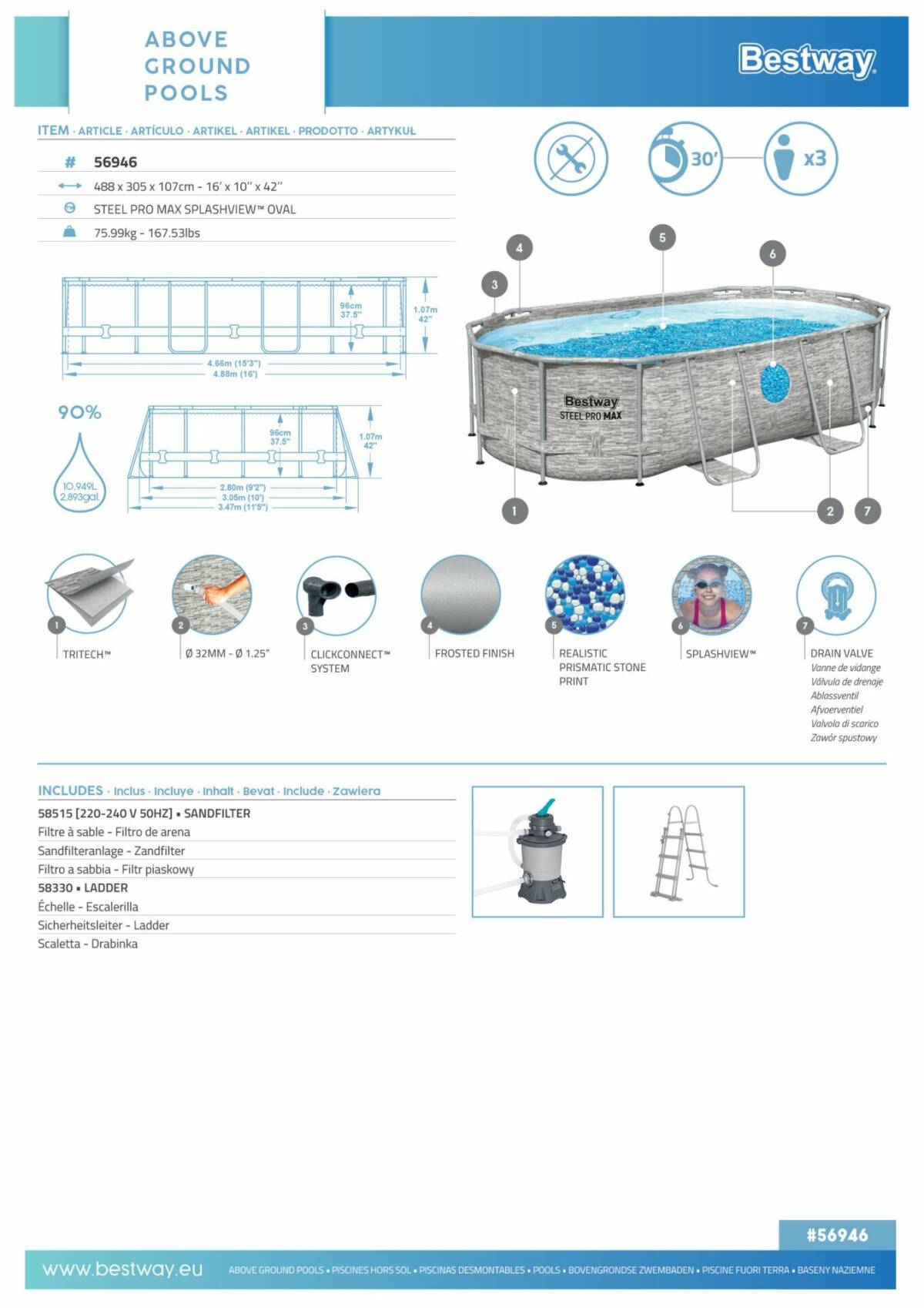 Bestway® 56946 Power Steel™ Vista 488*305*107 cm 3